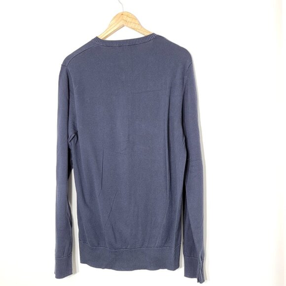 RW & Co Men's Navy Blue Long Sleeve V-Neck 100% Cotton Pullover Sweater Causal - Picture 3 of 9
